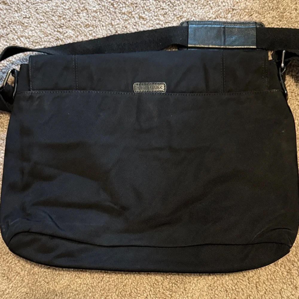 Banana Republic Black Messenger Bag with Buckle Accents